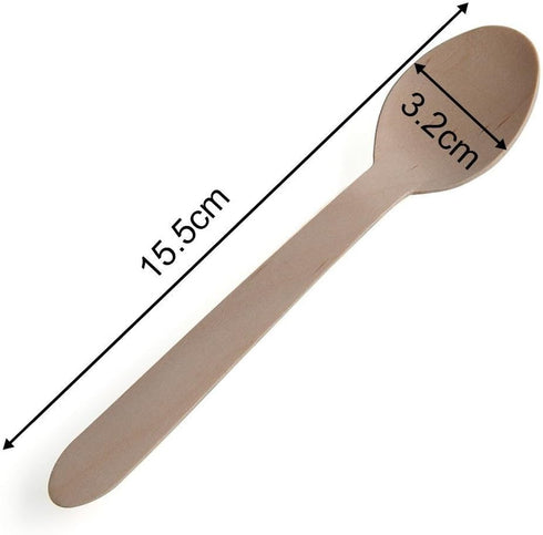HUJI Eco- Friendly Wooden Spoons - Disposable Wood Cutlery! 50 Spoons 6.1"...