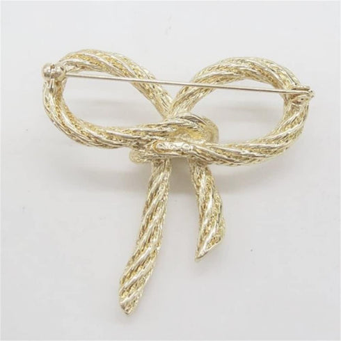 Elegant Gold Color Bow Tie Brooch Lapel Pin For Women Simple Dress Coat Cardigan Wedding Jewelry Gifts...