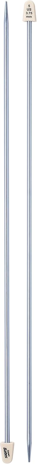 Susan Bates 11114-5 14-Inch Silvalume Single Point Knitting Needle, 3.75mm, Steel Grey...