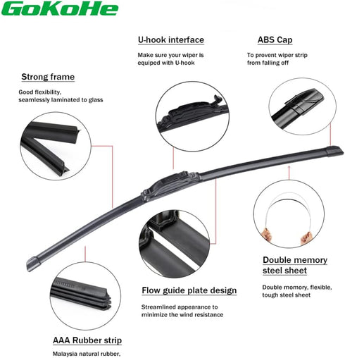 22" + 19" OEM Quality Premium Windshield Wiper Blades for Cadillac CTS 2008-2014 Chevrolet Colorado 2004-2012 GMC Canyon 2004-2012 Mazda CX-3 2016...