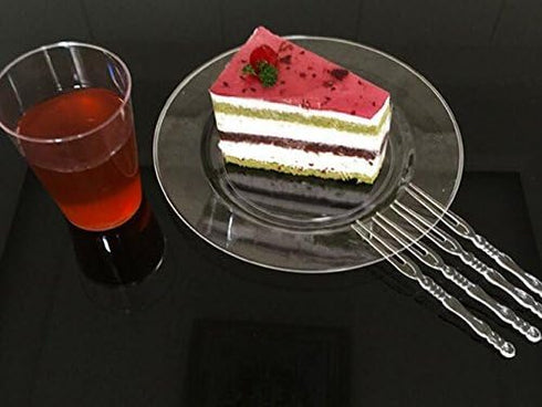 Comicfs 300pcs Disposable Plastic Fruit Forks, 4" Bistro Cocktail Forks Tasting Appetizer Fork Set Toothpick Portable Salad Mini Cake Fork (Clear)...