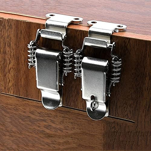 NRC&XRC Stainless Steel All in one Double Spring Locking Latch hasps Chest Toggle Catch Clasp Furniture Hardware Accessories w/Screws (2, L), DK 7...