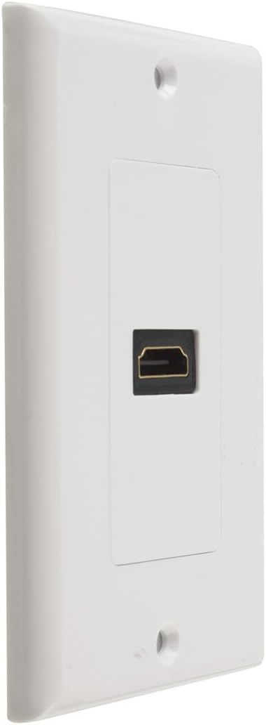 TENINYU Single HDMI Wall Plate (1 Port) - 4K UHD, ARC, and Ethernet Pass-Thru Support (1-Gang) White - for 1 HDMI (1-Port)...