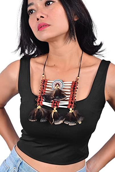 Indian style breastplate, made with bone and feathers, bone choker, Indian inspired choker...