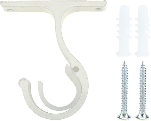 Sydien 2Pcs Curtain Rod Brackets Curtain Rods Holders with Mounting Screws and Wall Anchors for Curtains Rod (Ivory White)...