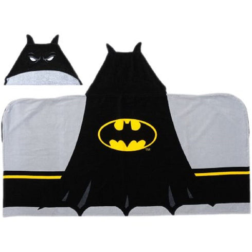 Batman Kids Soft Terry Cotton Bath / Beach / Pool Hooded Towel Wrap, 24 x 50", Black and Yellow...
