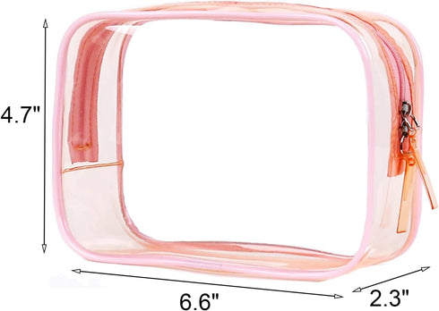 Clear Pouch Small, Clear Makeup Bag, 6.6"x2.3"x4.7" Size TSA Approved Toiletry Bag, Clear Travel Bags for Toiletries, Clear Cosmetic Bag for Women...