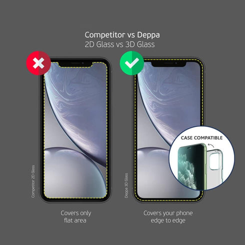 Deppa Screen Protector for iPhone 11 / XR (6.1') Tempered Glass 3D Full Coverage, Easy Install Tray Kit | Bubble-Free | Case-Compatible, 2 Pack...