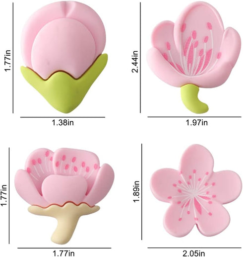4PCS Flower Fridge Magnets 3D Tulip Plant Refrigerator Magnets for Cabinet Bulletin Board Decoration, Pink Cherry Flower PVC Decorative Refrigerat...