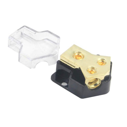 2 Way Power Distribution Block, 0/2/4 AWG Gauge in, 4/8/10 Gauge Out, Car Audio Stereo Amp Distribution Connecting Block for Audio Splitter (2Way)...