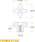 POWERTEC 1/4"-20 4 Point Knobs 5 Pack, Clamping Knobs with Steel Insert for T Track Bolts, Thumb Screw Threaded Knobs for T Track Accessories, Fea...