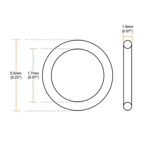 uxcell Fluorine Rubber O-Rings, 5.5mm OD 1.7mm ID 1.9mm Width FKM Seal Gasket for Machinery Plumbing, Green, Pack of 10...