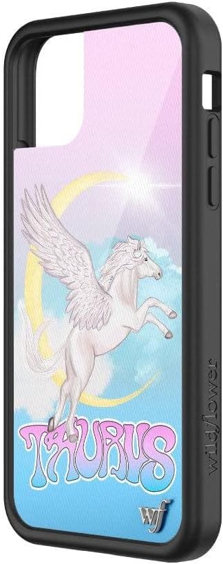 Wildflower Cases - Taurus Case, Compatible with Apple iPhone 13 | Blue, Pegasus, Moon, Sky, Zodiac, Purple, Cute - Protective Black Bumper, 4ft Dr...