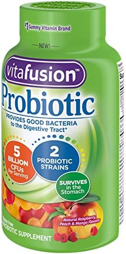 Vitafusion Probiotic Gummy Supplements, Raspberry, Peach and Mango Flavors, Probiotic Nutritional Supplements with 5 Billion CFUs, America’s Numbe...
