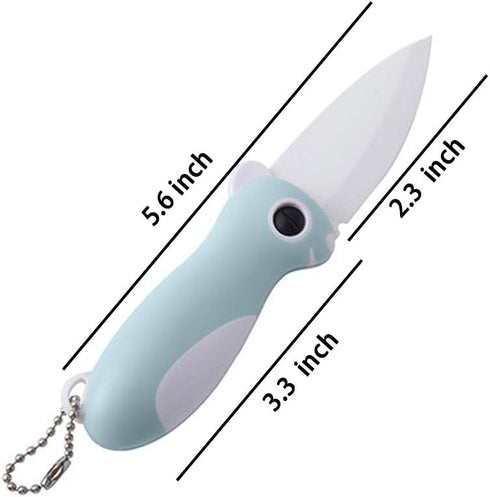 Ceramic Paring Knife, Pocket Knife Folding Knife, Super Sharp Blade only 2.3 inch, Fruit Peeling Vegetable Cutting, Easy-to-Carry (Blue)...