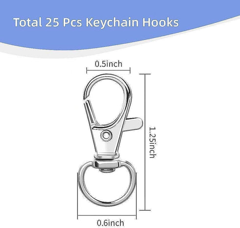 50Pcs Premium Swivel Snap Hook Keychains with Key Rings, Metal Keychain Clip and Key Ring, 25Pcs Key Chain Hooks and 25Pcs Key Rings for Lanyard C...