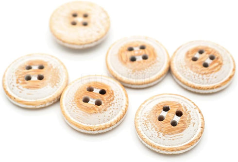CRAFTMEMORE Wood Buttons 4 Holes White Painted Wooden Button for Sewing DIY Crafts B46 (15mm, 12pcs)...