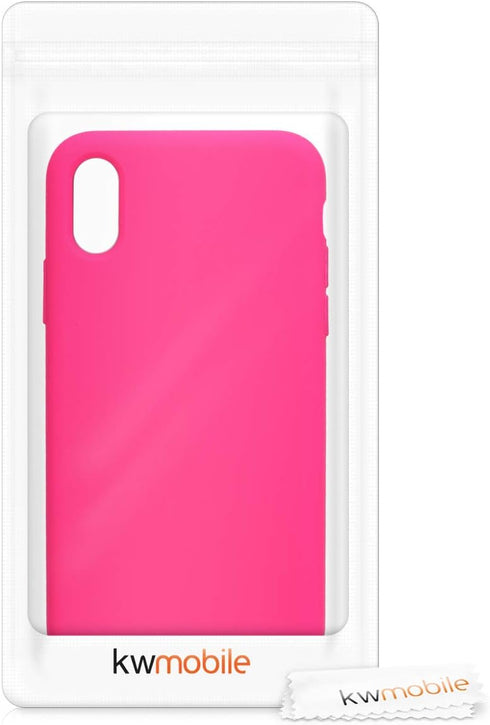 kwmobile Case Compatible with Apple iPhone Xs Case - TPU Silicone Phone Cover with Soft Finish - Neon Pink...