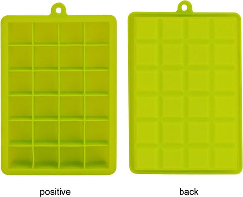 Ice Cube Tray, Silicone Square Ice Trays Easy Release Stackable Ice Cube Mold with Removable Lid, 24 Cavity (2 Pack, Green)...
