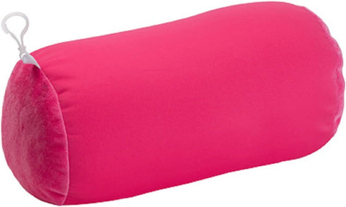 Microbead Bolster Tube Travel Pillow - Compact Neck Roll Pillow for Airplane, Car, or Home - Soft Lumbar Support Pillow - Pink...