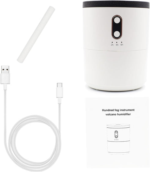 Humidifier, 500ml USB Desktop Cool Mist Air Humidifier with Night Light, Volcano Diffuser, Jellyfish and Flame 2 Mist Modes, Timer Shutdown, for B...