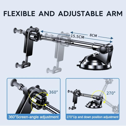OATSBASF Upgrade Gravity Car Phone Mount,Long Arm Dashboard Windshield Car Phone Holder Strong Suction Anti-Shake Stabilizer Phone Car Holder Comp...