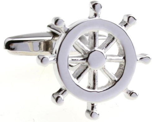 Ship Boat Wheel Pair Cufflinks in a Presentation Gift Box & Polishing Cloth...