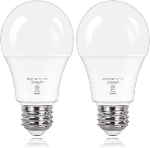 PARTPHONER A19 LED Light Bulbs, 60W Equivalent Efficient 9W LED Bulb, 3 Color Light Modes Light Bulbs, 900 Lumens, CRI 85+, 25000+ Hours Lifespan,...