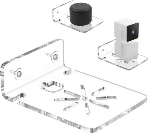 2Pack Acrylic Wall Mount Bracket (Upgrade Version) for Wyze Cam Pan V3, Wyze Cam Pan V2, Adhesive Small Wall Shelf for Security Cameras, Speakers,...