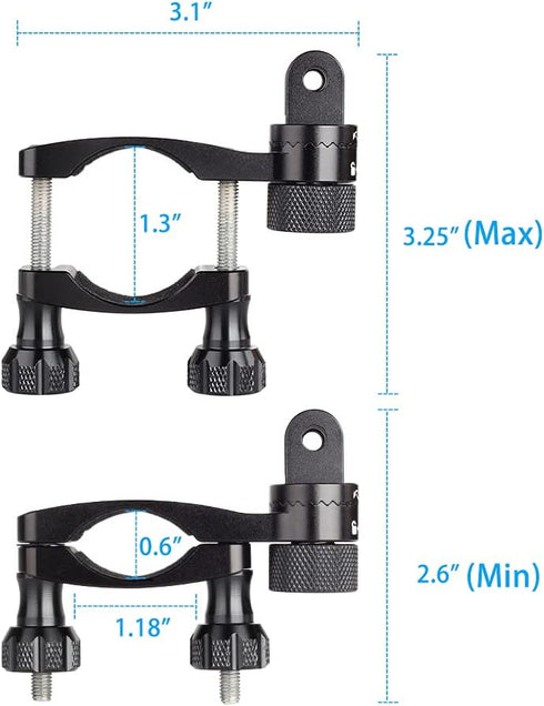 HSU Bike Handlebar Mount for Action Cameras, 360Rotation Seat Post, 0.6-1.3inch Compatible with GoPro Hero 13/12/11/10/9/8/7/6, DJI Osmo Action, A...