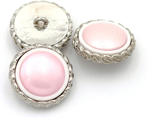 5Pcs Metal Resin Buttons Pearl Embellishment Crystal Upholstery Buttons for Jewelry Making Wedding DIY(Pink,22mm)...