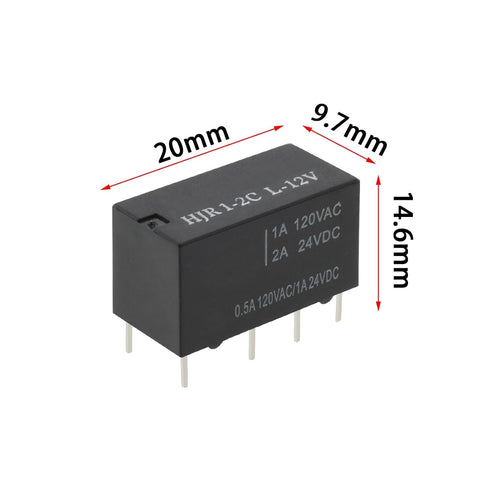 Create idea 10pcs HJR1-2C-L-12V Relay 8 PIN Signal Relay 20.1x14.6x9.7mm for Applications Including Home Automation Industrial Control 720ohm Resi...