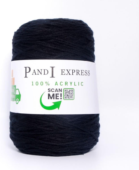 400g 8 Ply 100% Acrylic Yarn for Tufting, Crochet, Rug Weaving, Knitting, Crafts, Stitching Thread - 1 Cone x 400g (425m-475m) (Black)......