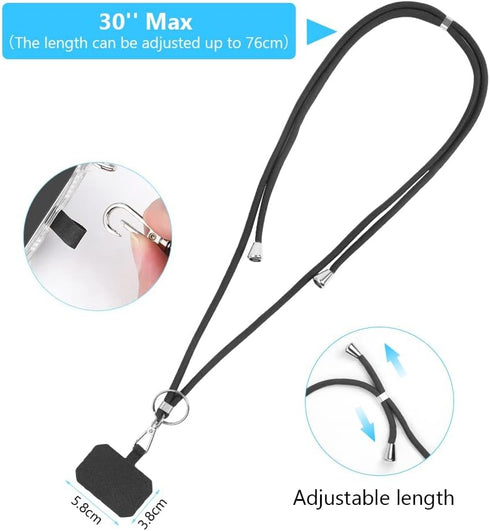 Universal Cell Phone Lanyard, Crossbody Lanyard Adjustable Detachable Nylon Neck Strap, Compatible with All Mobile Phone, with Keychain and 2 Patc...