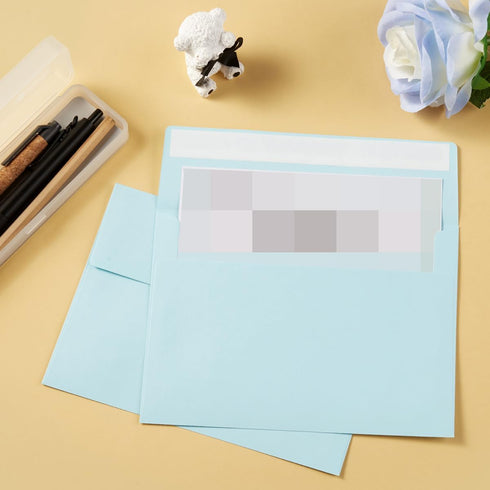 50 Pack 5 x 7 Envelopes Colored Self Seal for Wedding, Party Invitations, Greeting Cards, Announcements, Photos, 5.24 x 7.21 Inches (Light Blue)...