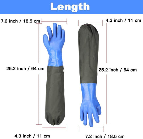 Haiou Long Rubber Gloves Elbow Length Chemical Resistant Gloves with Cotton Lining Waterproof Gloves, 25 inches, Large...