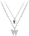 Tatibana Sterling Silver Butterfly Necklace, Vintage Layered Crystal Necklace for Women & Teen Girls, 925 Silver Choker with Double Butterfly Pend...