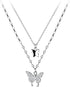 Tatibana Sterling Silver Butterfly Necklace, Vintage Layered Crystal Necklace for Women & Teen Girls, 925 Silver Choker with Double Butterfly Pend...
