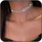 JEAIRTS Rhinestone Choker Necklace Silver Full Crystals Necklaces Sparkly Necklace Chain Jewerly Fashion Party Accessories for Women...
