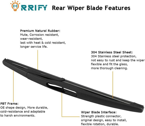 Rear Windshield Wiper Arm Blade Set 5140654AA for Dodge Magnum 2005-2008, for Dodge Nitro 2007-2009, for Chrysler 300C 2005-2008...
