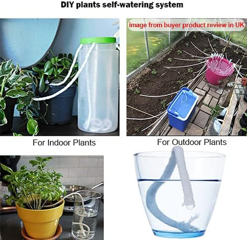 ORIMERC 150 feet 1/4 inch Self Watering Capillary Wick Cord Vacation Plant Sitter Hydroponic Wicking Self-Watering Planter Pot Automatic Water Sys...