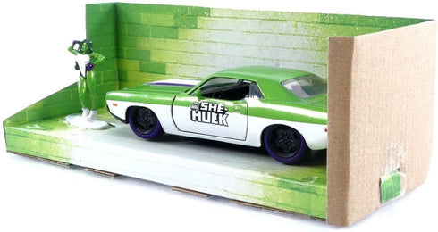 Marvel 1:32 1973 Plymouth Barracuda Die-Cast Car & 1.65" She-Hulk Figure, Toys for Kids and Adults...