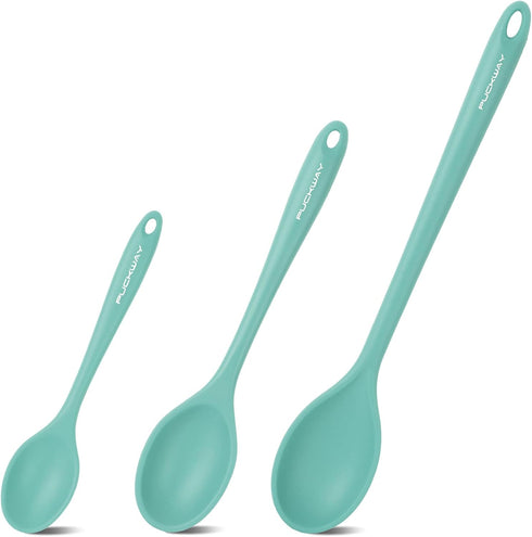 3 Pcs Silicone Spoons Set of 7.9 10.6 14.2 inch for Cooking, Heat Resistant Kitchen Spoons for Mixing, Stirring, and Serving, Small to Large Non S...