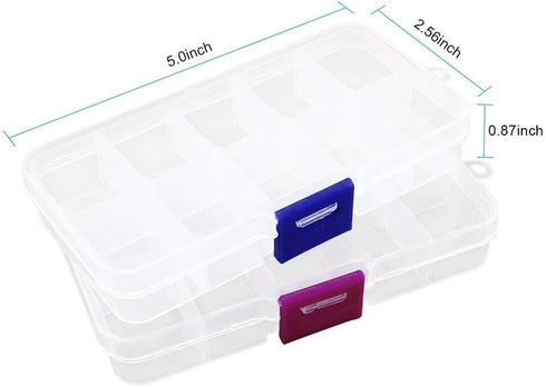 2 pcs Adjustable Clear Plastic Jewelry Craft Beads fishing hook Small Accessories Multipurpose Organizer visually adjustable clearly storage box (...