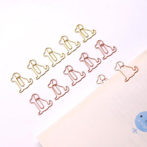 40Pcs Dog and Cat Shaped Paper Clips Golden Electroplated Paper Clips Animal Paper Clips Creative Metal Clip...