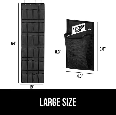 GORILLA GRIP Over the Door Shoe Organizer, 24 Large Breathable Mesh Pockets, Space Saving Hanging Storage Holder, Closet Rack Hanger Holds Up to 4...