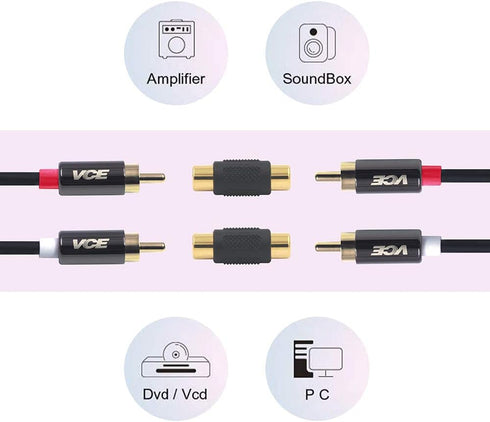 VCE 12-Pack Gold Plated RCA Female to RCA Female Coupler...
