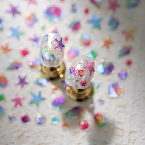 5D Summer Nail Art Stickers, 5D Embossed Ocean Nail Decals Seashell Starfish Whelks Ocean Summer Nail Art Supplies Luxurious Summer Nail Design fo...