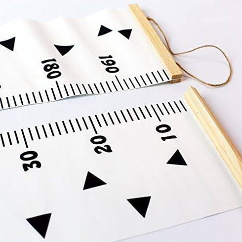 Kids Growth Chart, Wood Frame Fabric Canvas Height Measurement Ruler from Baby to Adult for Child's Room Decoration 7.9 x 79in (7.9 x 79in, Triang...