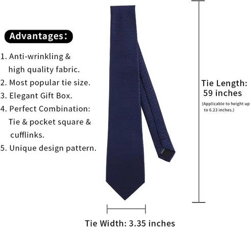Classic Strip Mens Ties Set Silk Necktie Pocket Square Cufflinks Set Gift Set...